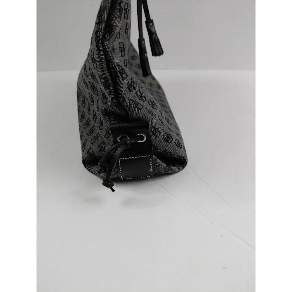 Vintage Y2K Dooney & Bourke Gray Black Monogram Handbag Canvas Leather